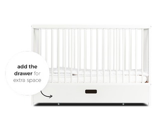Mini Cot Bed with Drawer -  White - Mokee