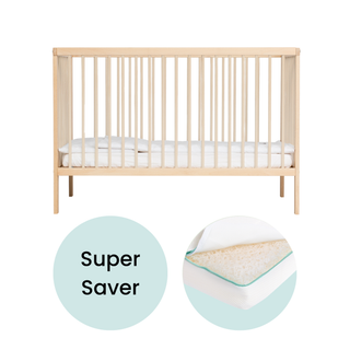 Mini Cot Bed With Luxury Breathable Air Mattress- Beech - Mokee