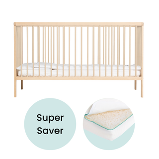 Midi Cot Bed With Luxury Breathable Air Mattress - Beech - Mokee