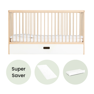 Midi Cot Bed With Drawer & Aloe Vera Mattress - Beech - Mokee