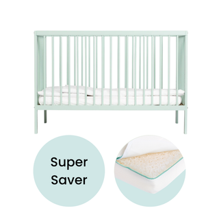 Mini Cot Bed With Luxury Breathable Air Mattress - Dusty Aqua - Mokee