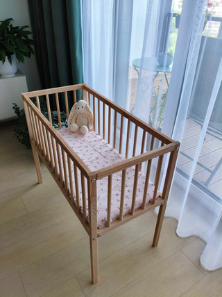 Mokee Bedside Crib and Mattress bundle - Beech (90x40) Solid Beechwood - Mokee