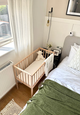 Mokee Bedside Crib and Mattress bundle - Beech (90x40) Solid Beechwood - Mokee