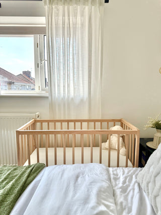 Mokee Bedside Crib and Mattress bundle - Beech (90x40) Solid Beechwood - Mokee