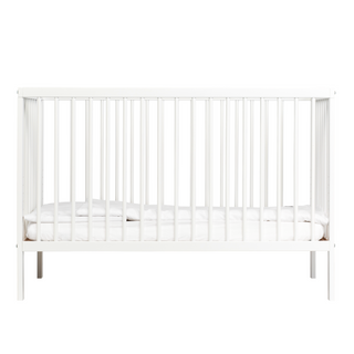 Mini Cot Bed - White (120x60) Solid Beechwood - Mokee