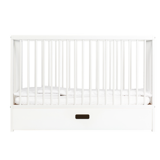 Mini Cot Bed with Drawer -  White - Mokee