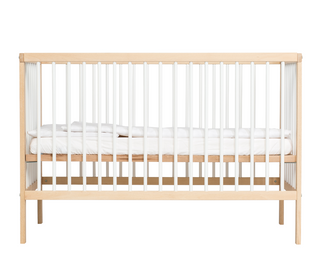 Mini Cot Bed in two-tone White Beech colour by Mokee