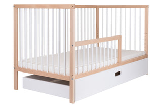 Midi Cot Bed With Mattress - Ultimate Air Bundle 5 in 1 - White Beech - Mokee