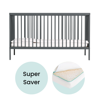 Midi Cot Bed With Luxury Breathable Air Mattress - Stone Blue - Mokee