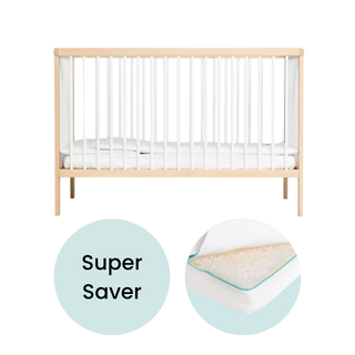 Mini Cot Bed With Luxury Breathable Air Mattress - White Beech - Mokee