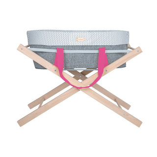 WoolNest Moses Basket & Beech Stand - Pink Mallow - Mokee