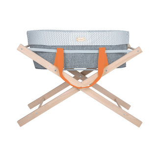 WoolNest Moses Basket & Beech Stand - Neon Pumpkin - Mokee