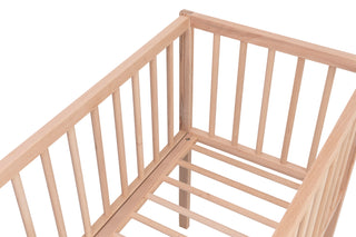 Mokee Bedside Crib and Mattress bundle - Beech (90x40) Solid Beechwood - Mokee