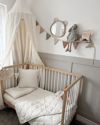 Mini Cot Bed - White Beech (120x60) Solid Beechwood - Mokee