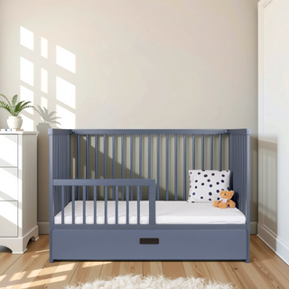 Mini Cot Bed Ultimate Natural Bundle 5 in 1 - Stone Blue - Mokee