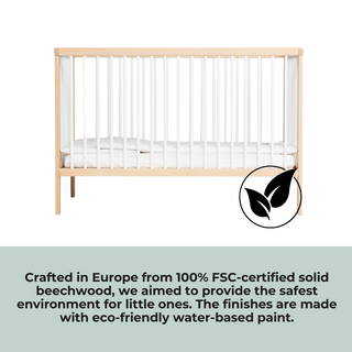 Mini Cot Bed Premium Natural Bundle 4 in 1 - White Beech. - Mokee