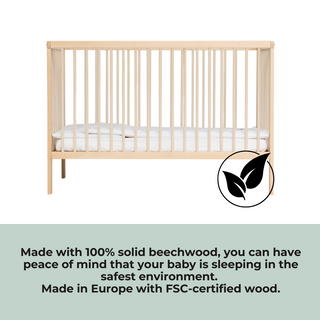 8 Piece Nursery Furniture Set with Aloe Vera Mattress - Beech (120x60) - Mokee