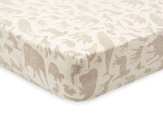Jollein Cot Bed Fitted Sheet | 140 x 70 cm - Nougat Animals