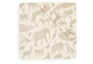 Jollein Cot Bed Fitted Sheet | 140 x 70 cm - Nougat Animals