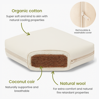 8 Piece Nursery Furniture Set with Natural Mattress - White Beech (120x60) - Mokee