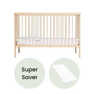 Mini Cot Bed With Aloe Vera Mattress - Beech