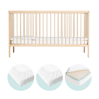 Midi Cot Bed With Mattress - Premium Air Bundle 4 in 1 - Beech - Mokee