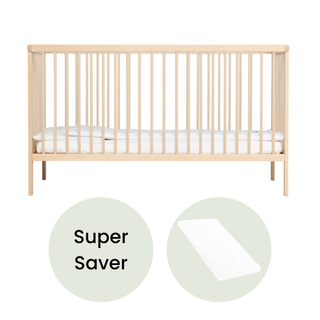 Midi Cot Bed With Aloe Vera Mattress - Beech