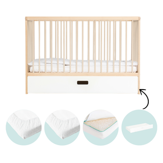 Mini Cot Bed With Mattress - Ultimate Air Bundle 5 in 1 - Beech - Mokee