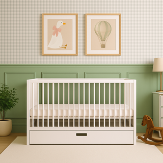 Mini Cot Bed with Drawer -  White