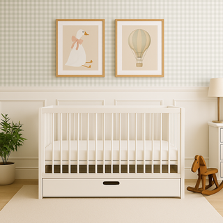Mini Cot Bed with Drawer -  White