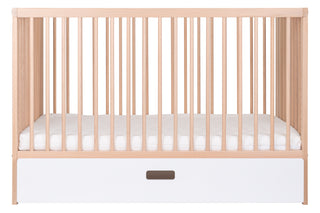 Mini Cot Bed With Drawer & Luxury Breathable Air Mattress - Beech
