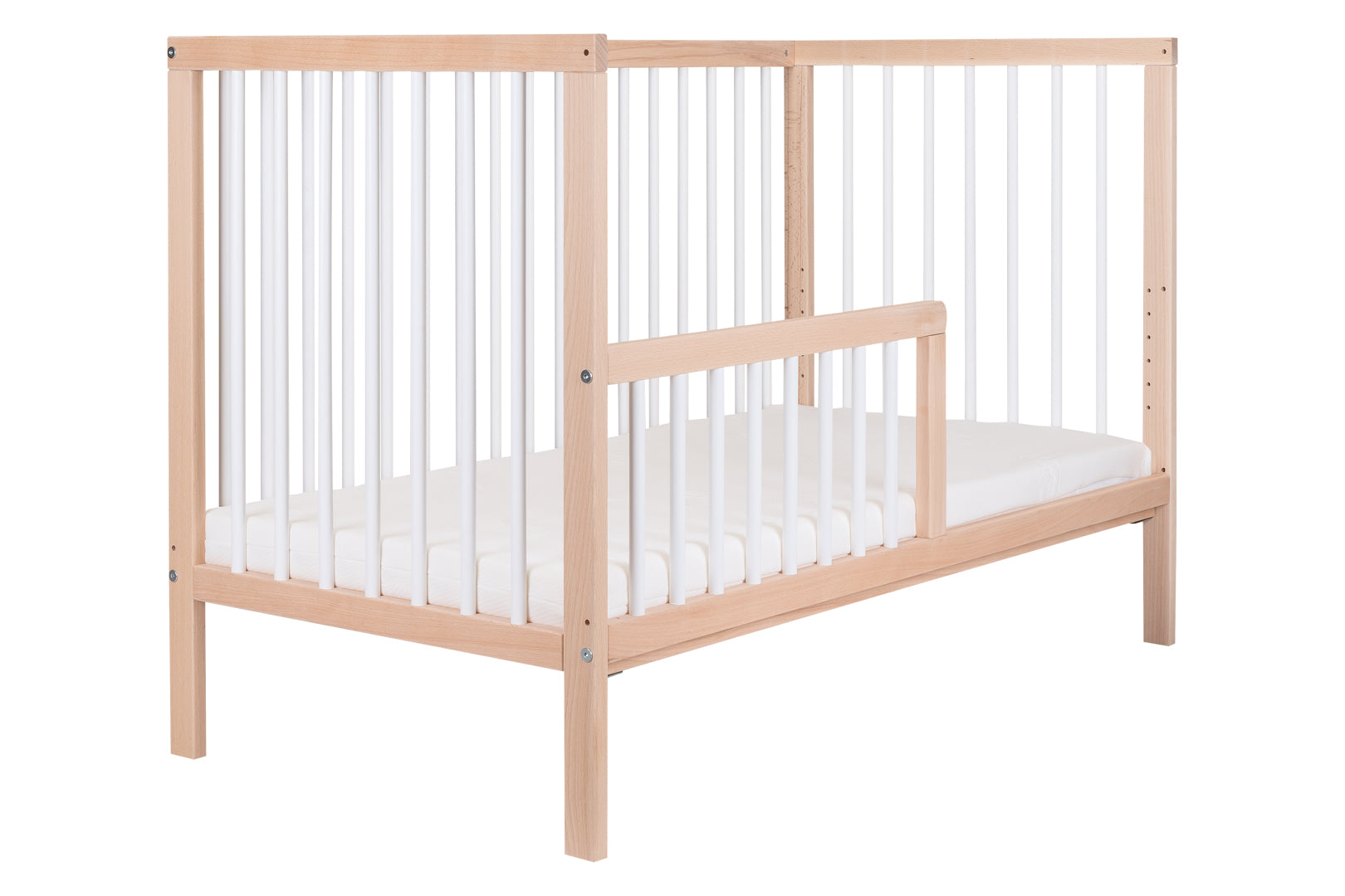 Mini Cot Bed Toddler Safety Rail Conversion Kit – White Beech Mokee