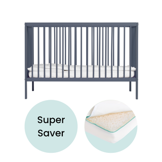 Mini Cot Bed With Luxury Breathable Air Mattress - Stone Blue