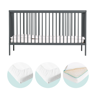 Midi Cot Bed With Mattress - Premium Air Bundle 4 in 1 - Stone Blue - Mokee