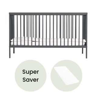 Midi Cot Bed With Aloe Vera Mattress - Stone Blue (140x70)