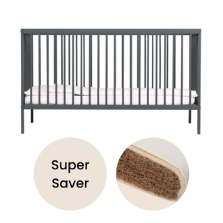 Midi Cot Bed With Natural Mattress - Stone Blue (140x70)