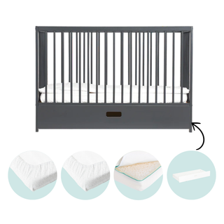 Mini Cot Bed With Mattress - Ultimate Air Bundle 5 in 1 - Stone Blue - Mokee