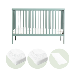 Mini Cot Bed With Mattress - Essential Bundle 4 in 1 - Stone Teal