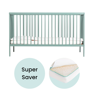 Midi Cot Bed With Luxury Breathable Air Mattress - Stone Teal