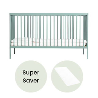 Midi Cot Bed With Aloe Vera Mattress - Stone Teal (140x70)