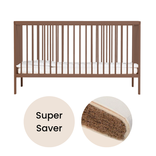 Midi Cot Bed With Natural Mattress - Walnut (140x70)