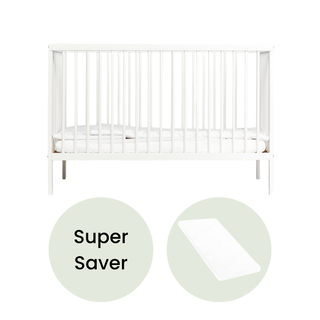 Mini Cot Bed With Aloe Vera Mattress - White