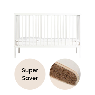 Mini Cot Bed With Natural Mattress - White