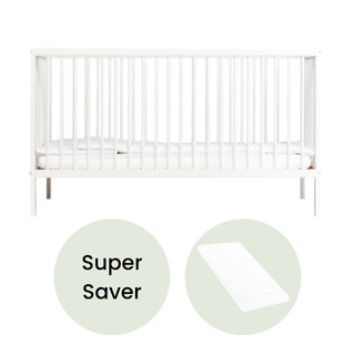 Midi Cot Bed With Aloe Vera Mattress - White (140x70)