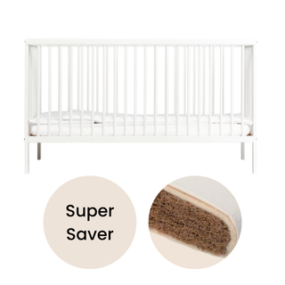 Midi Cot Bed With Natural Mattress - White (140x70)