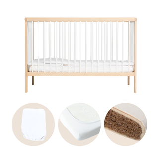 Mokee Natural Beechwood Cot Bed Convertible Cotbed 120 x 60 Baby Cot 0 3 Years White