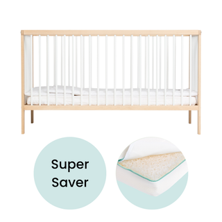 Midi Cot Bed With Luxury Breathable Air Mattress - White Beech