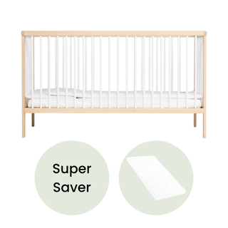 Midi Cot Bed With Aloe Vera Mattress - White Beech (140x70)