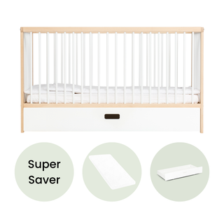 Midi Cot Bed With Drawer & Aloe Vera Mattress - White Beech