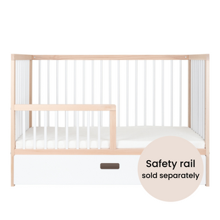 Mini Cot Bed with Drawer -  White Beech
